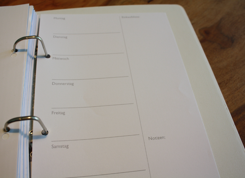 Wochenübersicht des Menüplans